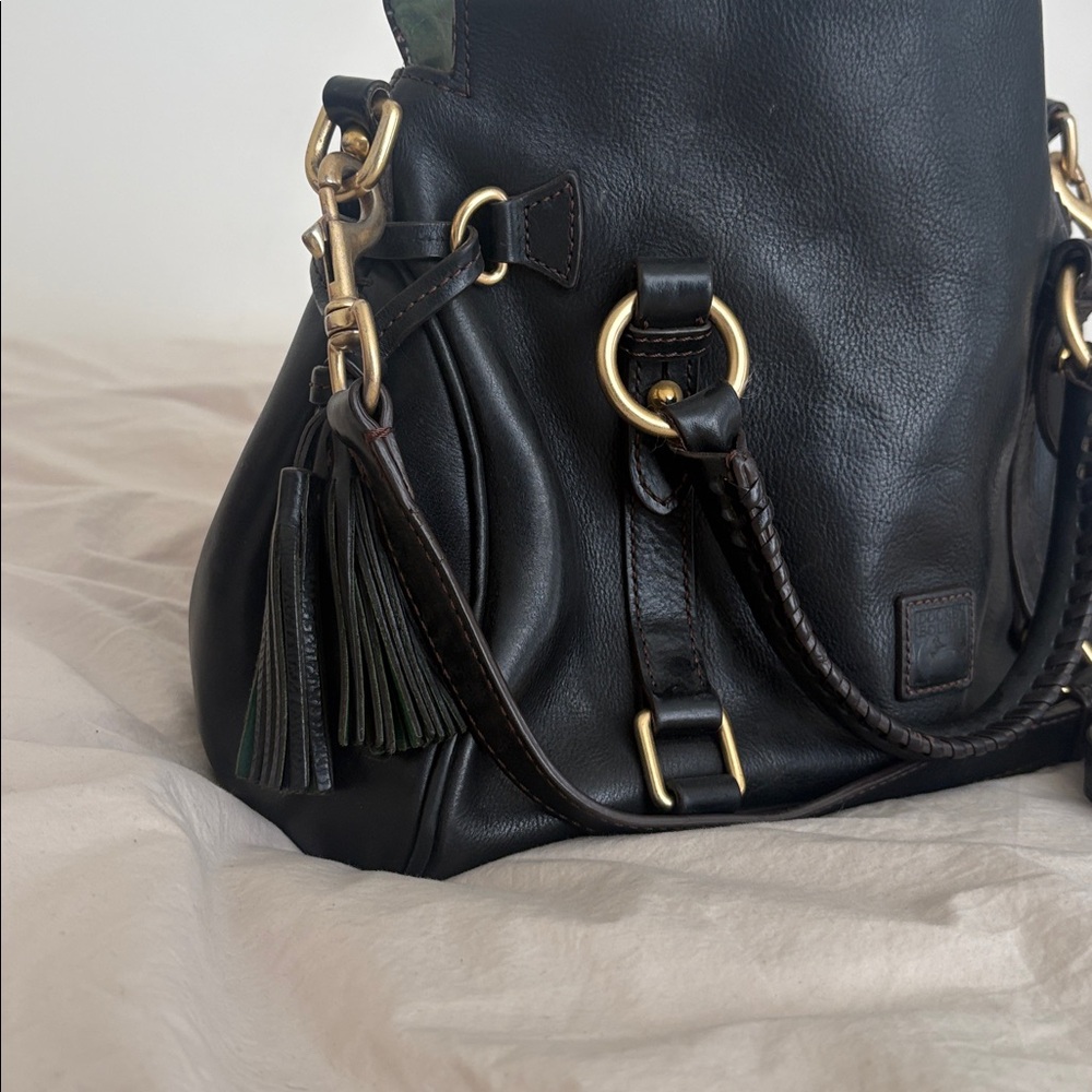 Dooney & Bourke Black Leather Shoulder Bag with Gold Hardware - Picture 5 of 5